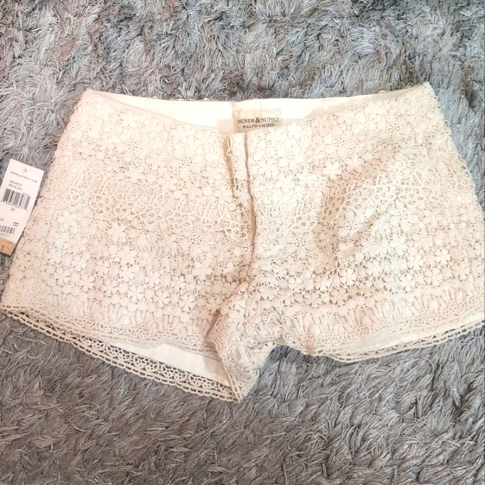 NWT Ralph Lauren Denim & Supply Elegant Cream Lace Women Shorts